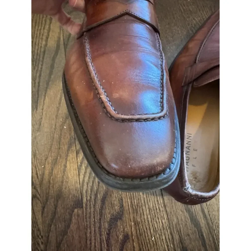 MAGNANNI Men's Leather Penny Loafers Cognac Men's Sz 11.5